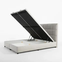 Łóżko kontynentalne jasnoszare LAURITA SQUARE 140x200 cm