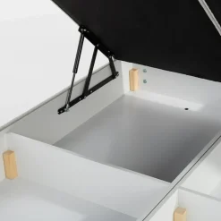 Łóżko kontynentalne jasnoszare LAURITA SQUARE 140x200 cm