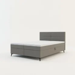 Łóżko kontynentalne jasnoszare MARY 140x200 cm