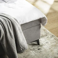 Łóżko kontynentalne jasnoszare MARY 140x200 cm