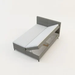 Łóżko kontynentalne jasnoszare MARY 140x200 cm