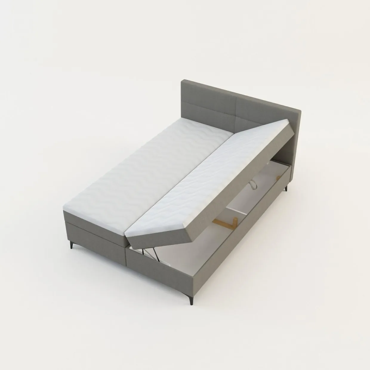 Łóżko kontynentalne jasnoszare MARY 140x200 cm