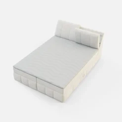 Łóżko kontynentalne kremowe LORENZO HR 160x200 cm