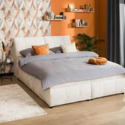 Łóżko kontynentalne kremowe LORENZO HR 140x200 cm