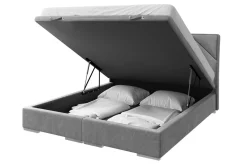 Łóżko kontynentalne szare LEONARDO 160x200 cm