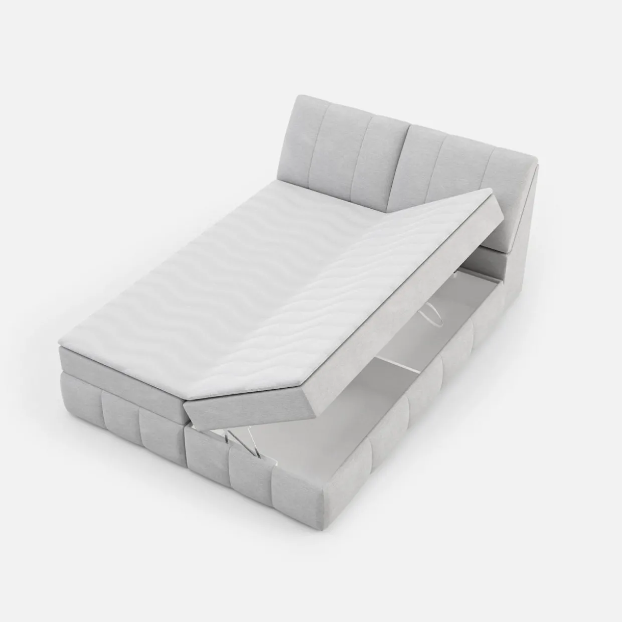 Łóżko kontynentalne szare LORENZO HR 160x200 cm