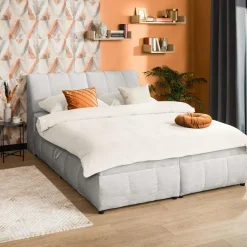 Łóżko kontynentalne szare LORENZO HR 140x200 cm