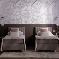 Łóżko kontynentalne z materacem szare SILLA 80x200 cm