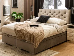 Łóżko kontynentalne z pikowanym wezgłowiem DAPHNE 160x200 cm