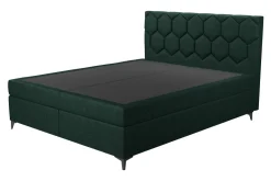 Łóżko kontynentalne z pojemnikiem zielone MEGAN PU 140x200 cm