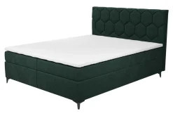 Łóżko kontynentalne z pojemnikiem zielone MEGAN PU 160x200 cm