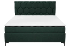 Łóżko kontynentalne z pojemnikiem zielone MEGAN PU 160x200 cm