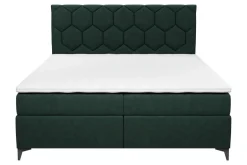 Łóżko kontynentalne z pojemnikiem zielone MEGAN PU 180x200 cm