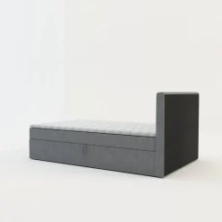 Łóżko kontynentalne z toperem szare PEDRO PU 120x200 cm