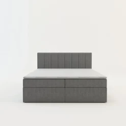 Łóżko kontynentalne z toperem szare PEDRO PU 160x200 cm