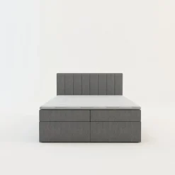 Łóżko kontynentalne z toperem szare PEDRO PU 140x200 cm