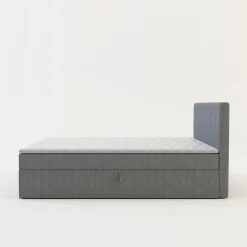 Łóżko kontynentalne z toperem szare PEDRO PU 140x200 cm