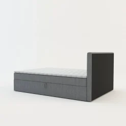 Łóżko kontynentalne z toperem szare PEDRO PU 140x200 cm