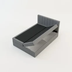 Łóżko kontynentalne z toperem szare PEDRO PU 140x200 cm