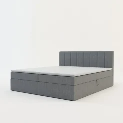 Łóżko kontynentalne z toperem szare PEDRO PU 180x200 cm
