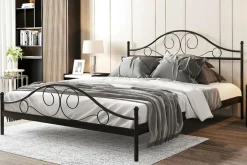 Łóżko metalowe ze stelażem czarne ANTIC 140x200 cm