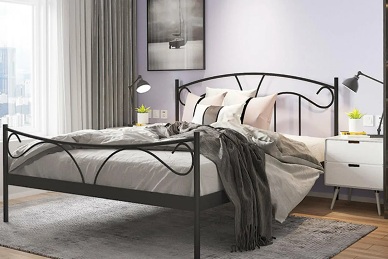 Łóżko metalowe ze stelażem czarne VIVA 140x200 cm