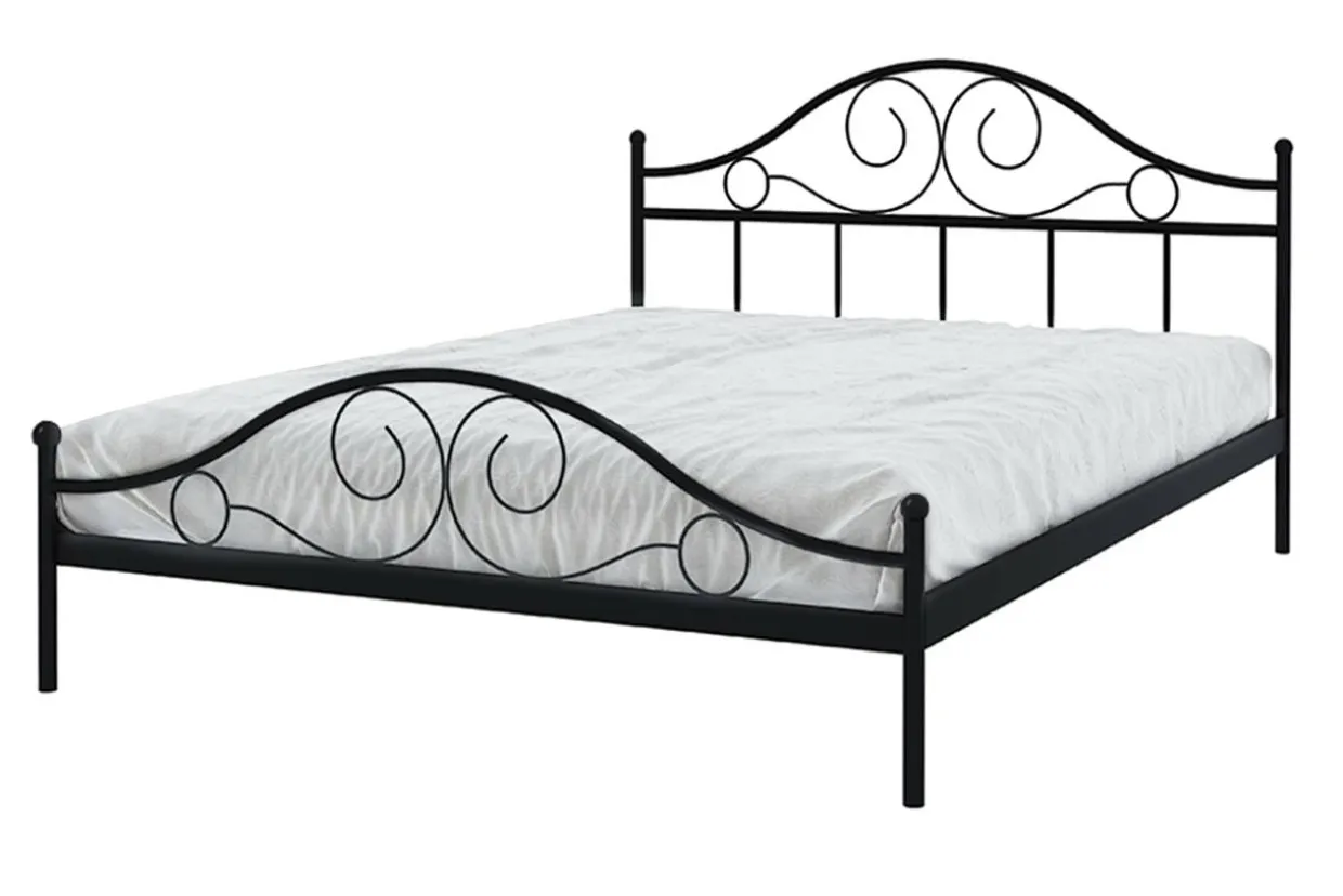 Łóżko metalowe ze stelażem czarne ANTIC 160x200 cm