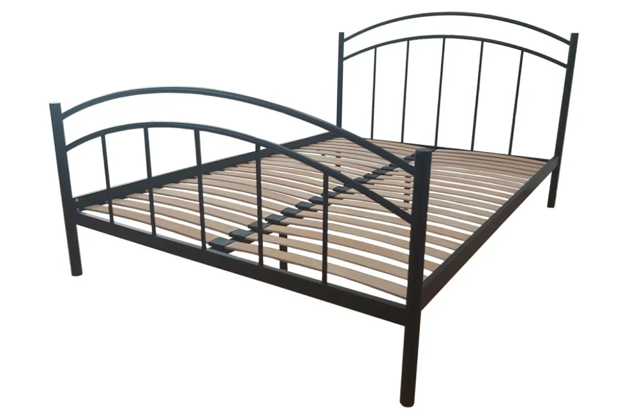 Łóżko metalowe ze stelażem czarne KLIWIA 160x200 cm