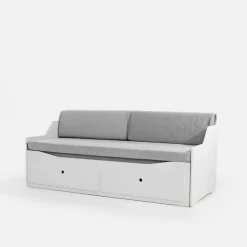 Łóżko młodzieżowe rozsuwane biało-szare GRAND 90-160x200 cm