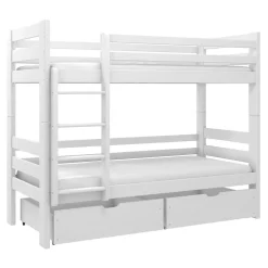 Łóżko piętrowe białe KRZYŚ 2S, ze stelażem