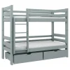 Łóżko piętrowe szare KRZYŚ 2S, ze stelażem