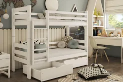 Łóżko piętrowe szare KRZYŚ 2S, ze stelażem