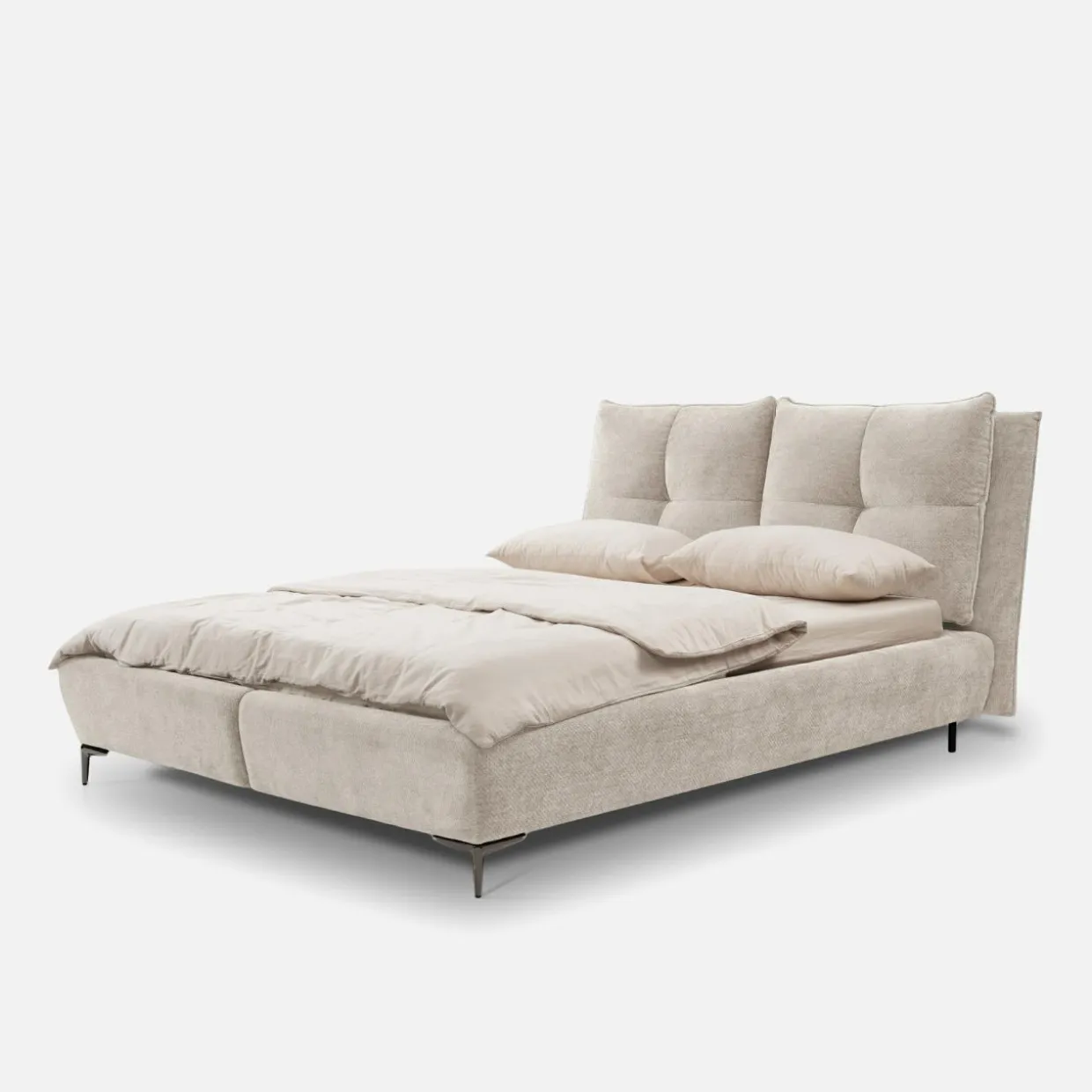 Łóżko tapicerowane beżowe AURA 160x200 cm