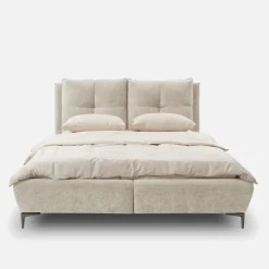 Łóżko tapicerowane beżowe AURA 160x200 cm