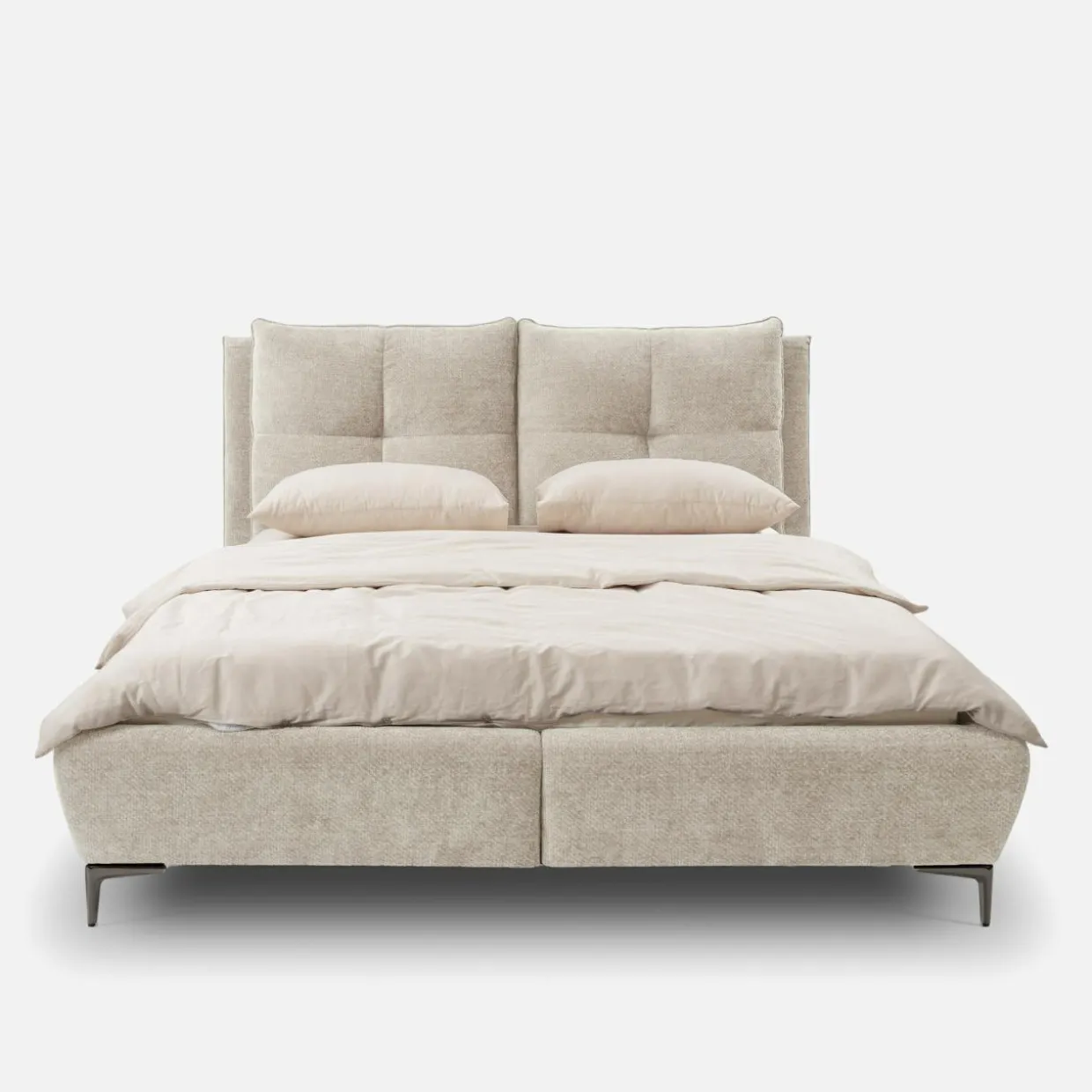 Łóżko tapicerowane beżowe AURA 160x200 cm