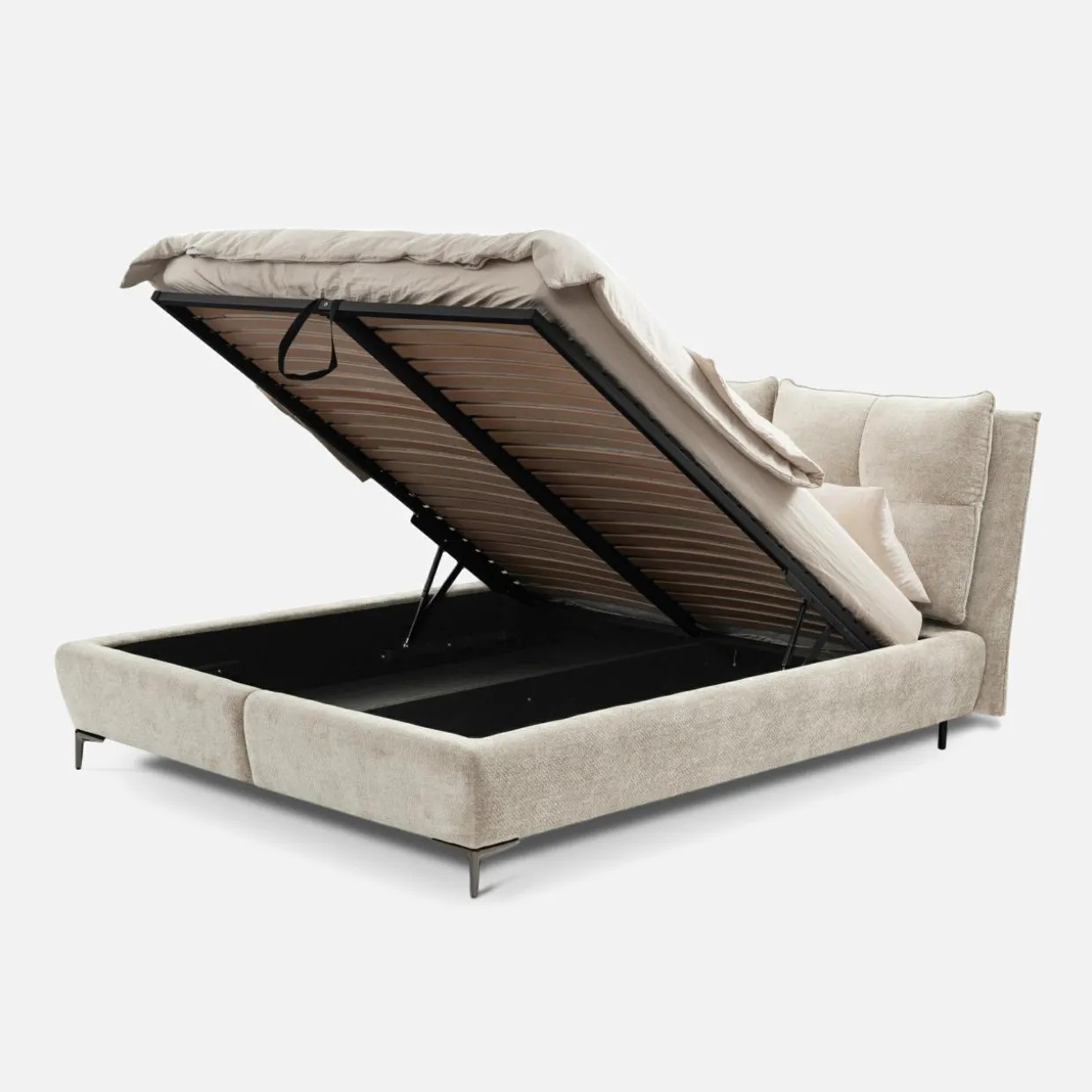 Łóżko tapicerowane beżowe AURA 160x200 cm