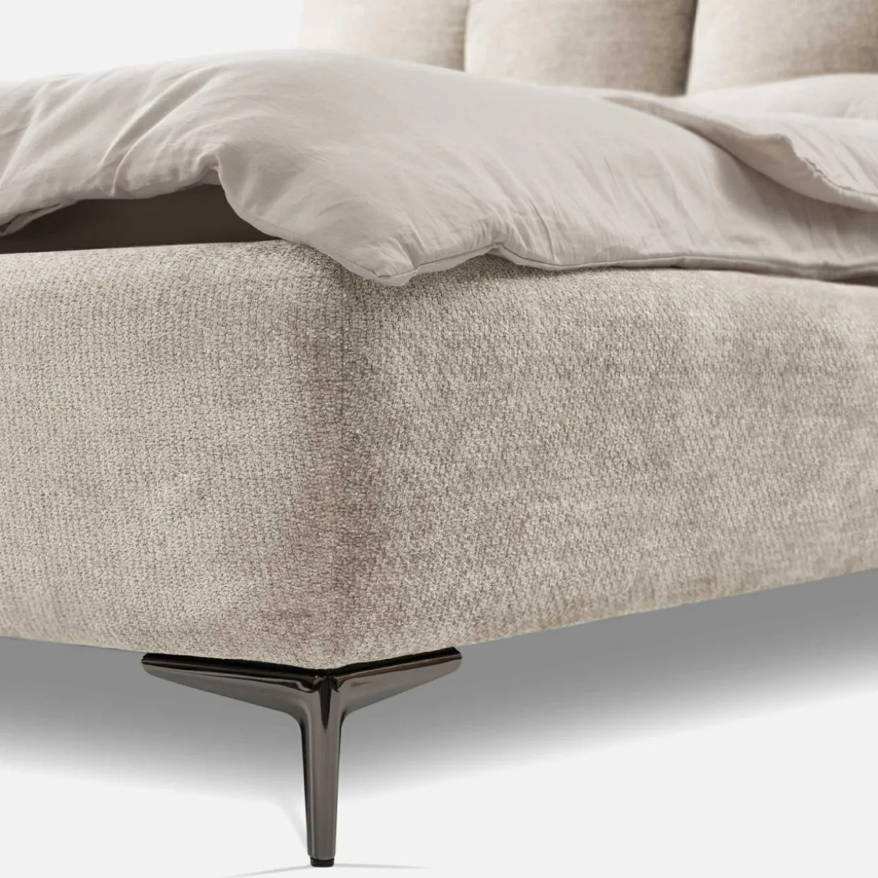 Łóżko tapicerowane beżowe AURA 160x200 cm