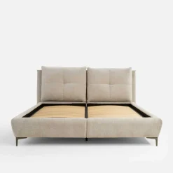 Łóżko tapicerowane beżowe AURA 180x200 cm