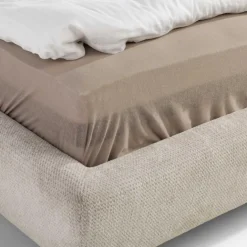 Łóżko tapicerowane beżowe AURA 180x200 cm