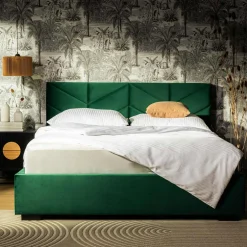 Łóżko tapicerowane ciemnozielone VIVIANE CORTO 160x200 cm