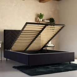 Łóżko tapicerowane czarne DOMENICA ALTO 160x200 cm