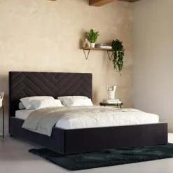 Łóżko tapicerowane czarne DOMENICA CORTO 180x200 cm