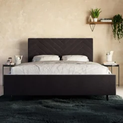 Łóżko tapicerowane czarne DOMENICA ALTO 140x200 cm