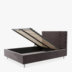 Łóżko tapicerowane czarne DOMENICA ALTO 140x200 cm