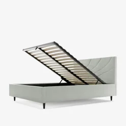 Łóżko tapicerowane jasnobeżowe ARIA ALTO 160x200cm