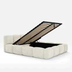 Łóżko tapicerowane jasnobeżowe ANGELICA 180x200 cm