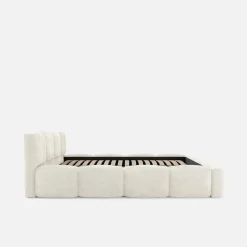 Łóżko tapicerowane jasnobeżowe ANGELICA 160x200 cm