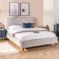 Łóżko tapicerowane jasnoszary CANDO FULL ŁÓŻKO 160x200 cm