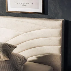 Łóżko tapicerowane kremowe LAURA ALTO 140x200 cm