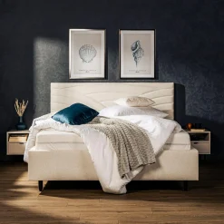 Łóżko tapicerowane kremowe LAURA ALTO 160x200 cm